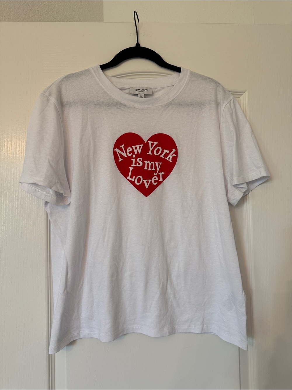 Madewell x Alexa Chung White Graphic Tee with Red Heart "New York is my Lover"
